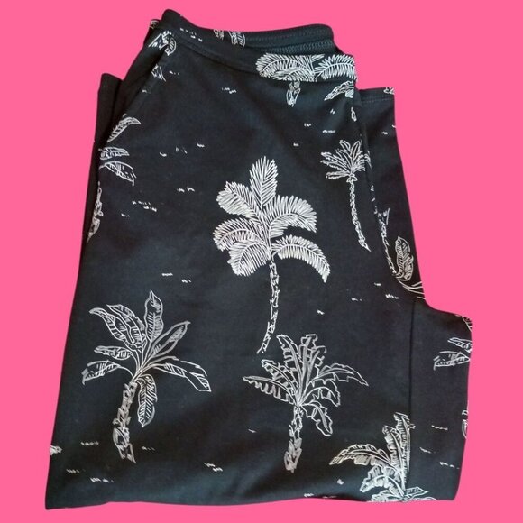 J. Jill Womens Petite Palm Print Pull-On Cropped Pants blk/wht PSmall - Picture 3 of 11